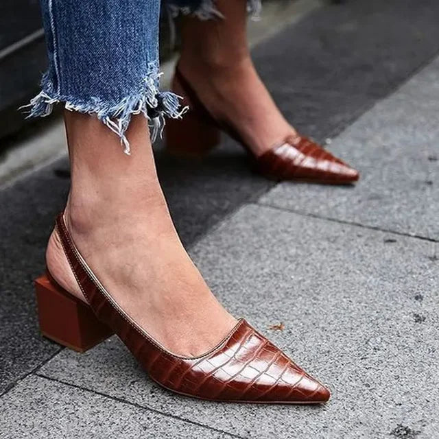Women's Crocodile Embossed Slingback Heels