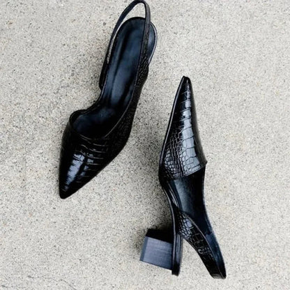 Women's Crocodile Embossed Slingback Heels