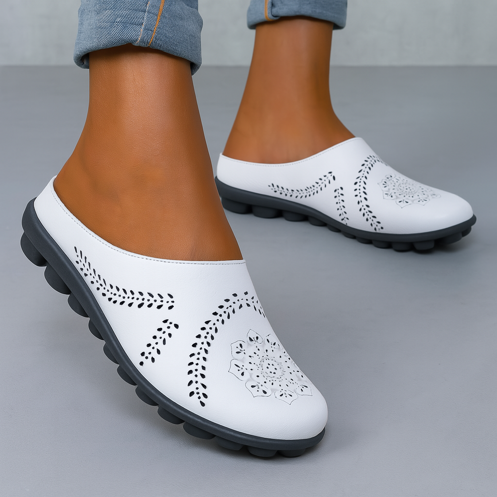 Women's perforated slip-on mules for all-day comfort