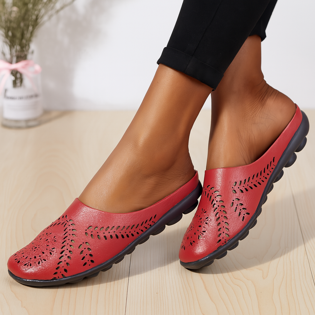 Women's perforated slip-on mules for all-day comfort