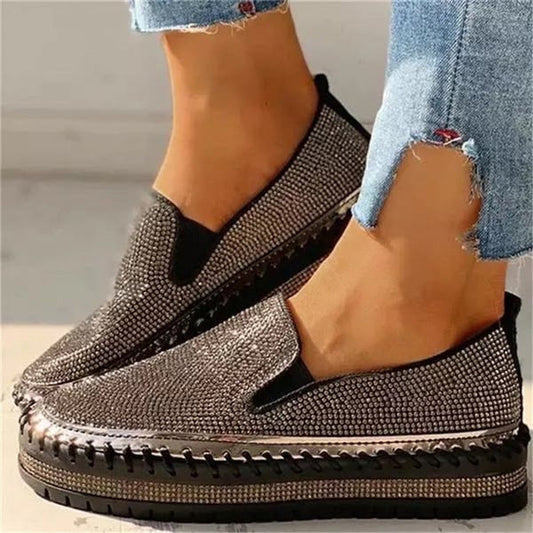 Women's Rhinestone Slip-On Comfort Loafers