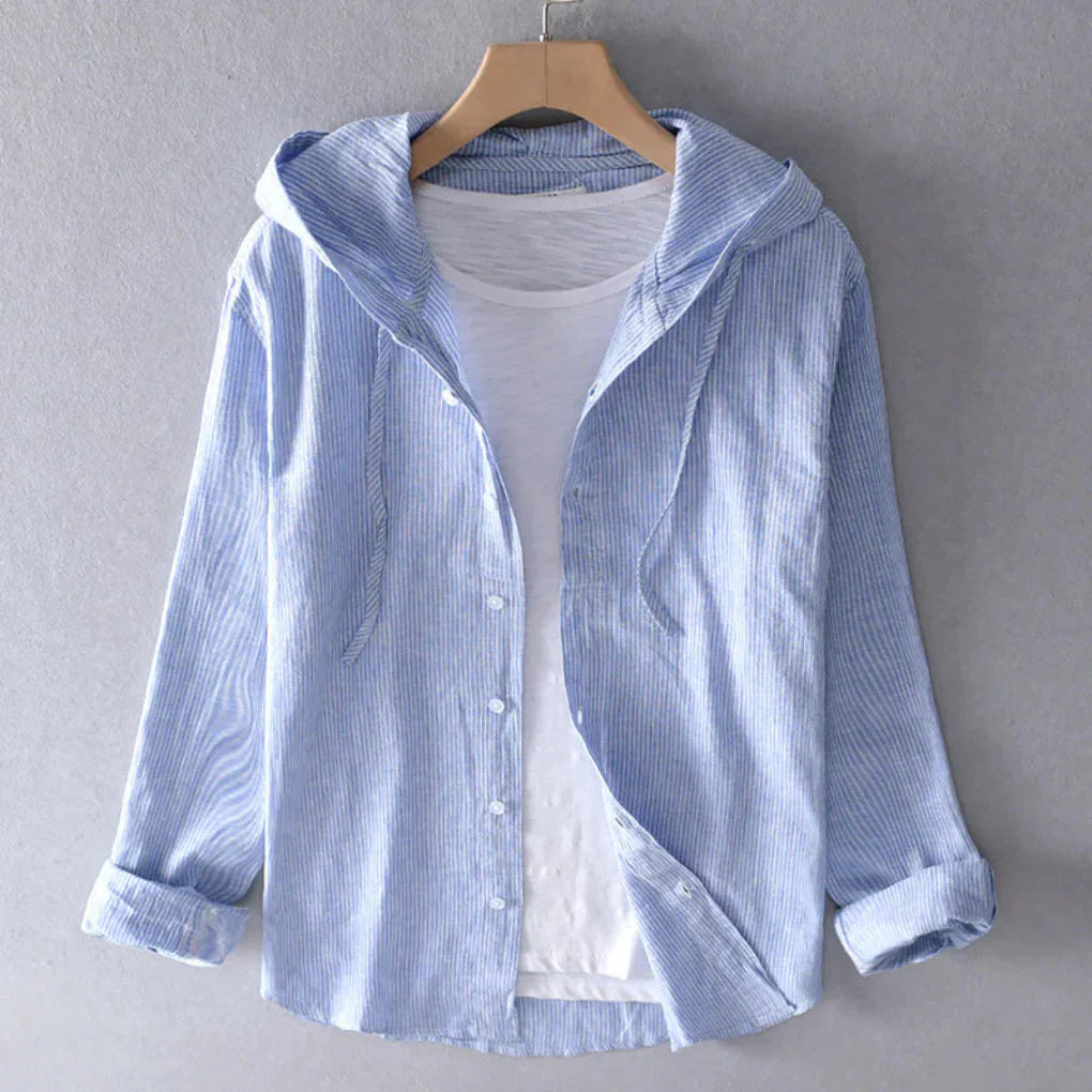 Women's Airy Striped Hooded Shirt