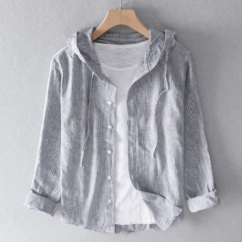 Women's Airy Striped Hooded Shirt