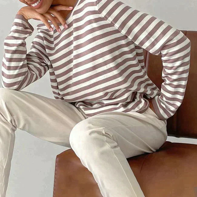 Women's Cozy Striped Long Sleeve Sweater