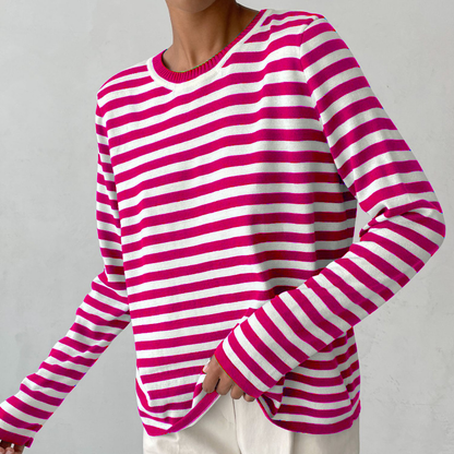 Women's Cozy Striped Long Sleeve Sweater