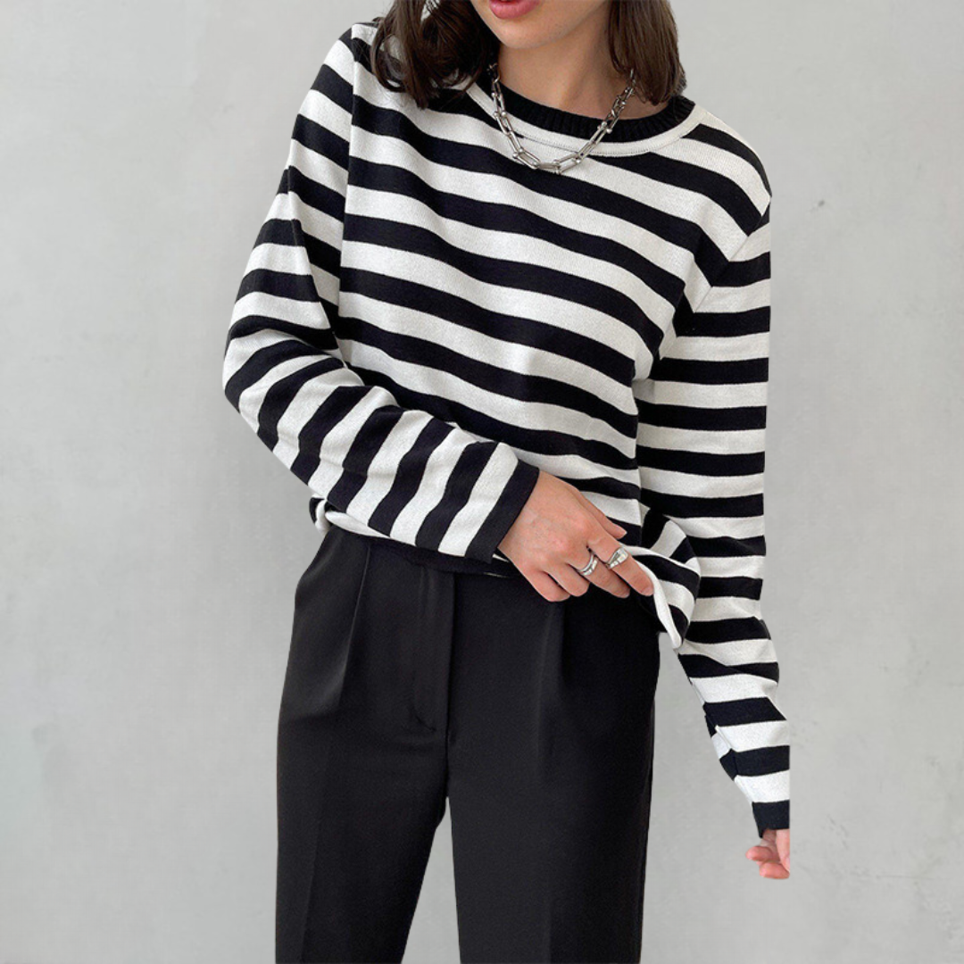Women's Cozy Striped Long Sleeve Sweater