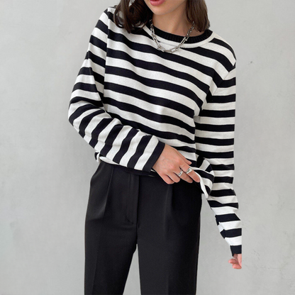 Women's Cozy Striped Long Sleeve Sweater
