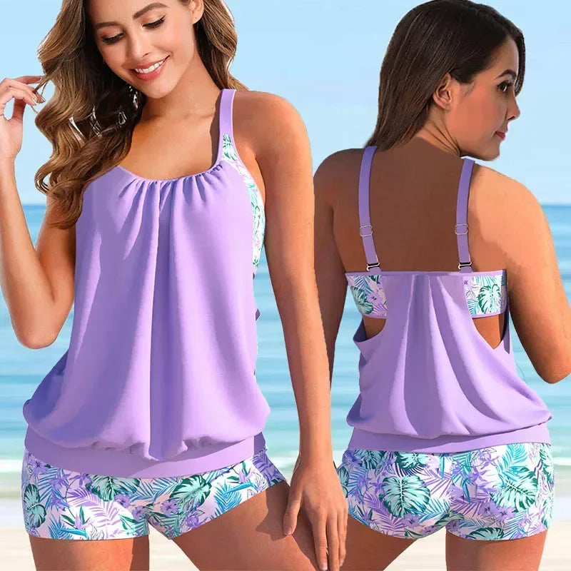 Women's Tankini with Floral Boyshorts
