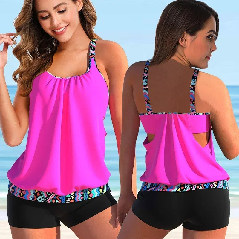 Women's Tankini with Floral Boyshorts