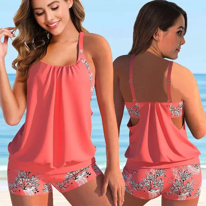 Women's Tankini with Floral Boyshorts