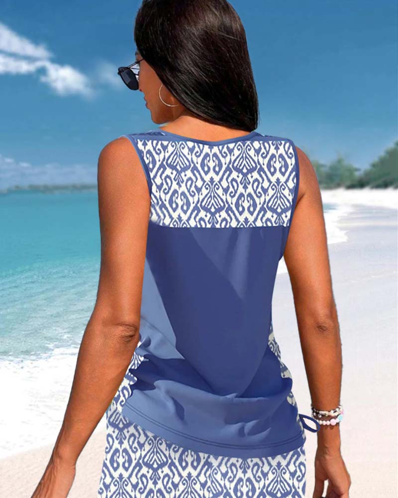 Comfortable Cross-Neck Tankini Set