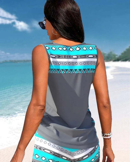 Comfortable Cross-Neck Tankini Set