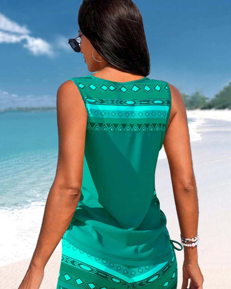 Comfortable Cross-Neck Tankini Set