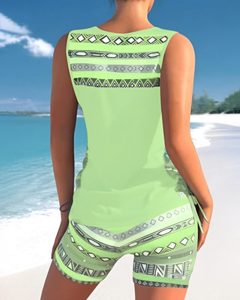Comfortable Cross-Neck Tankini Set