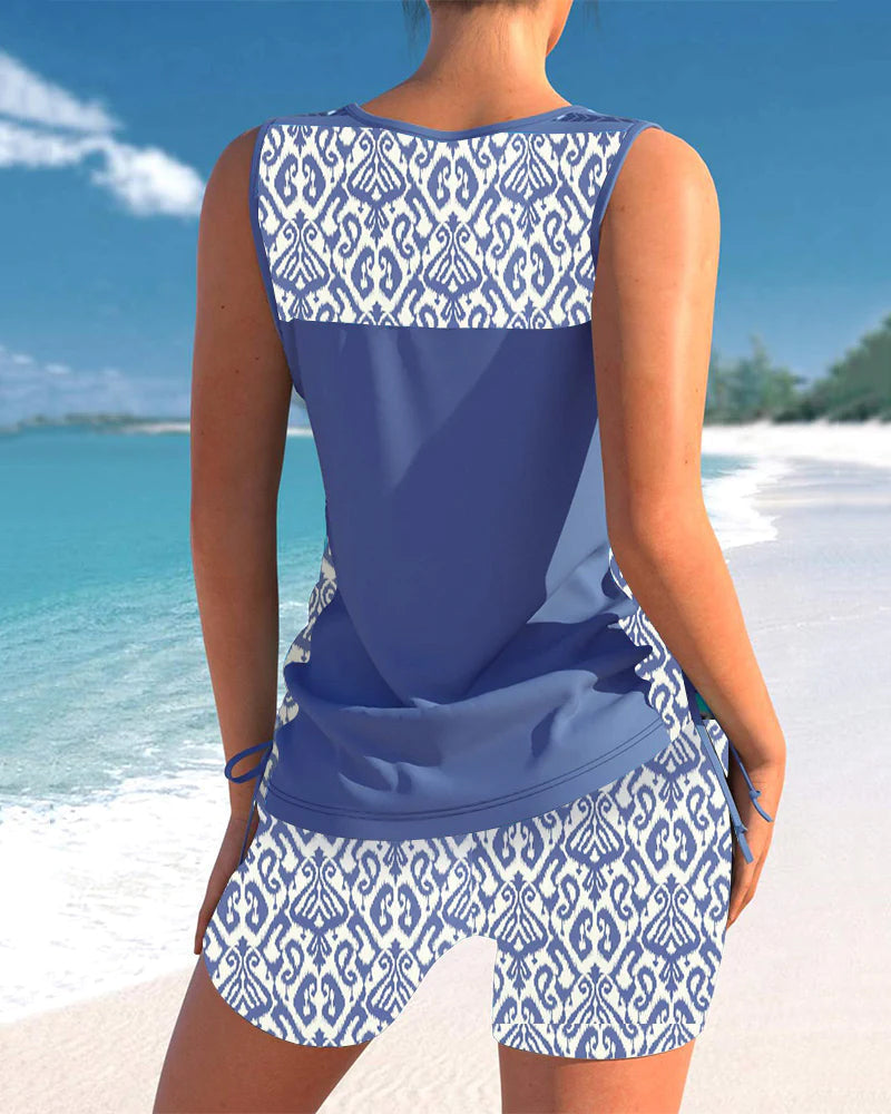 Comfortable Cross-Neck Tankini Set