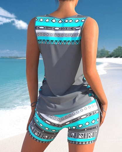 Comfortable Cross-Neck Tankini Set