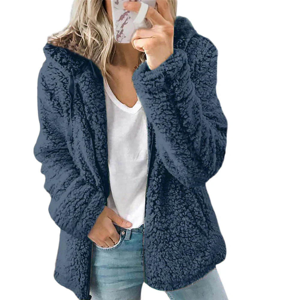 Women's Cozy Teddy Fleece Zip-Up Hoodie