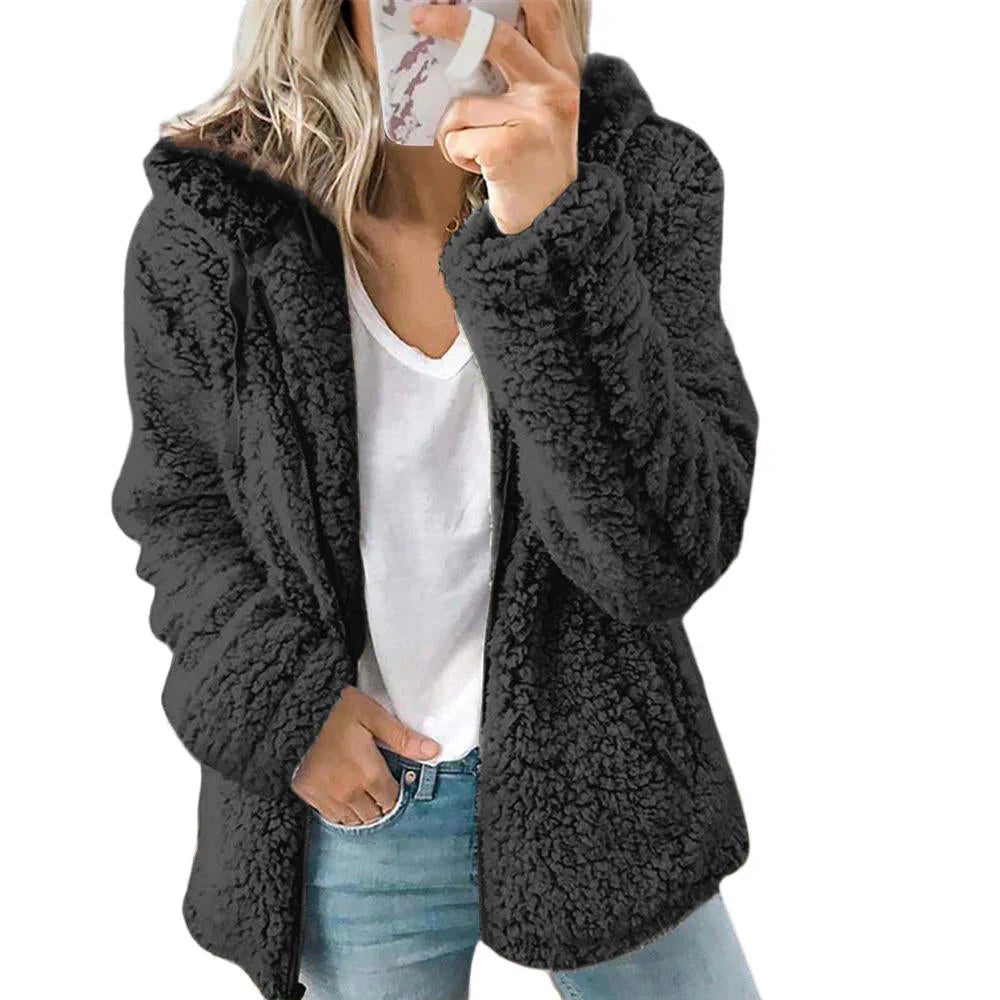 Women's Cozy Teddy Fleece Zip-Up Hoodie