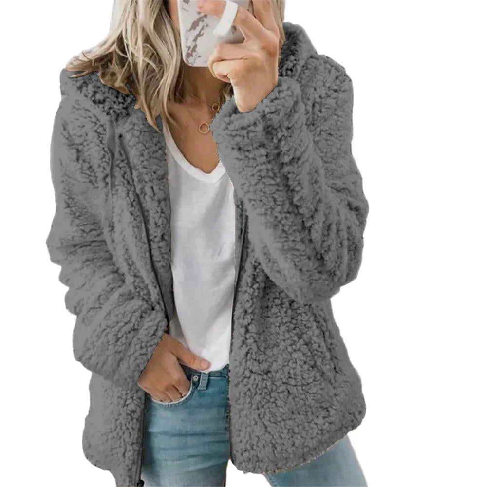 Women's Cozy Teddy Fleece Zip-Up Hoodie