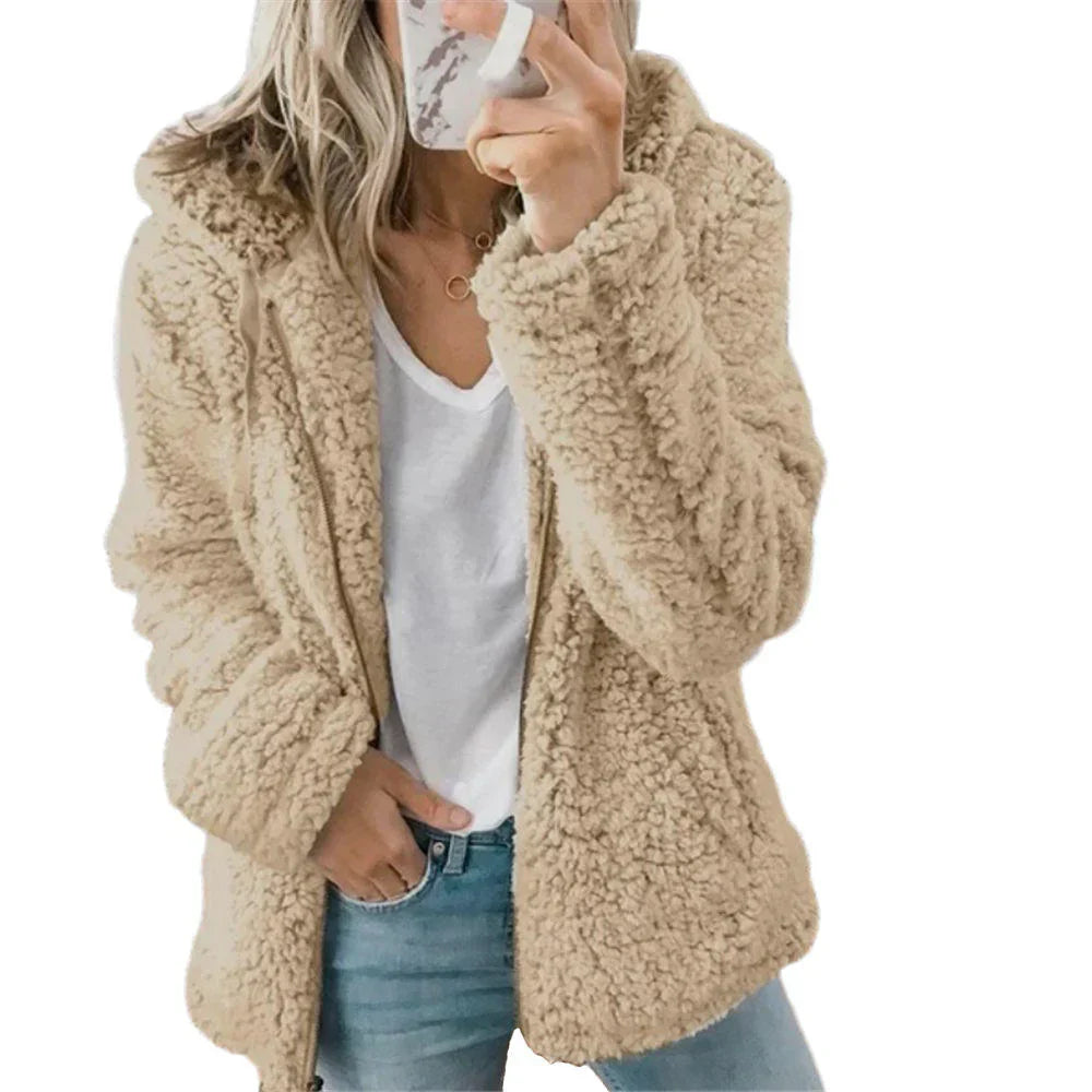 Women's Cozy Teddy Fleece Zip-Up Hoodie