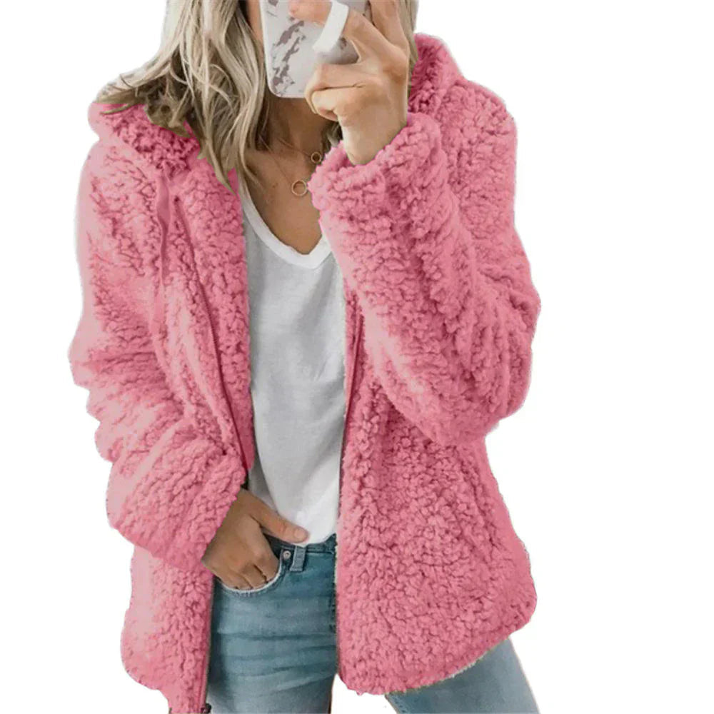Women's Cozy Teddy Fleece Zip-Up Hoodie