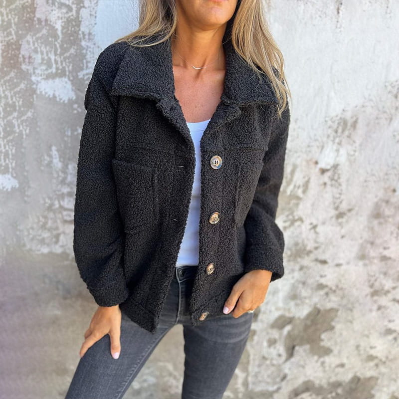 Women's Cozy Teddy Button-Up Jacket