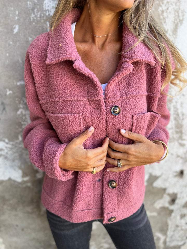 Women's Cozy Teddy Button-Up Jacket