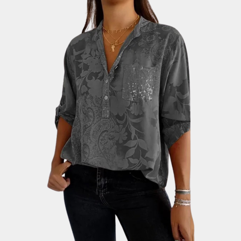 Women's Textured Button-Up Blouse