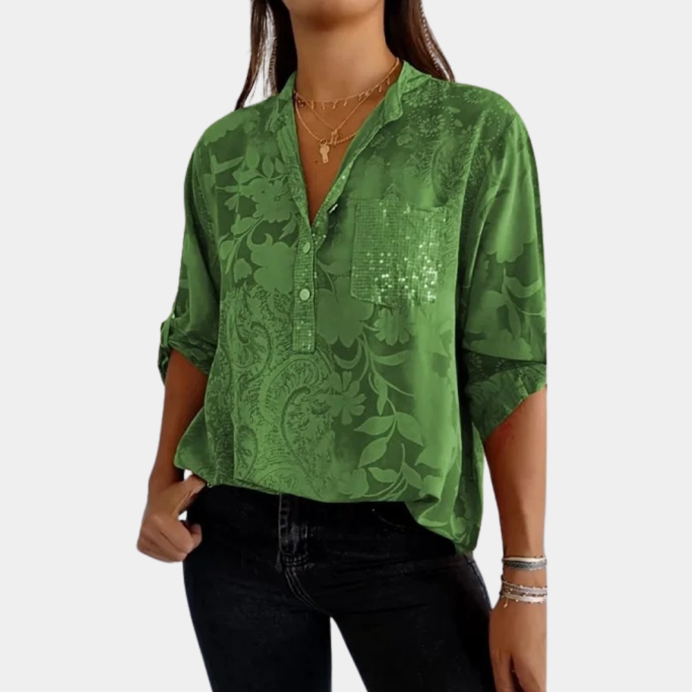 Women's Textured Button-Up Blouse