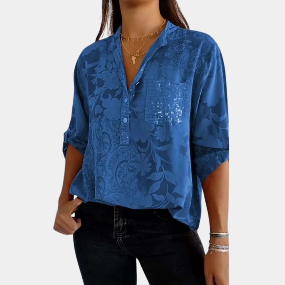 Women's Textured Button-Up Blouse