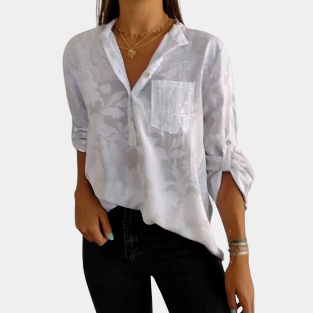 Women's Textured Button-Up Blouse