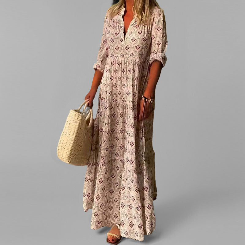 Women's Tiered Maxi Dress with V-Neck