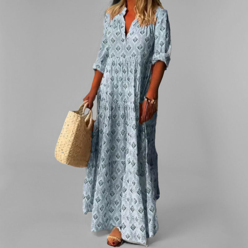 Women's Tiered Maxi Dress with V-Neck