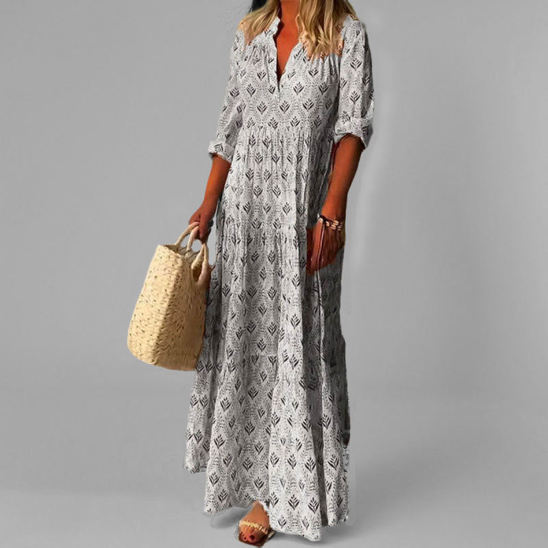 Women's Tiered Maxi Dress with V-Neck