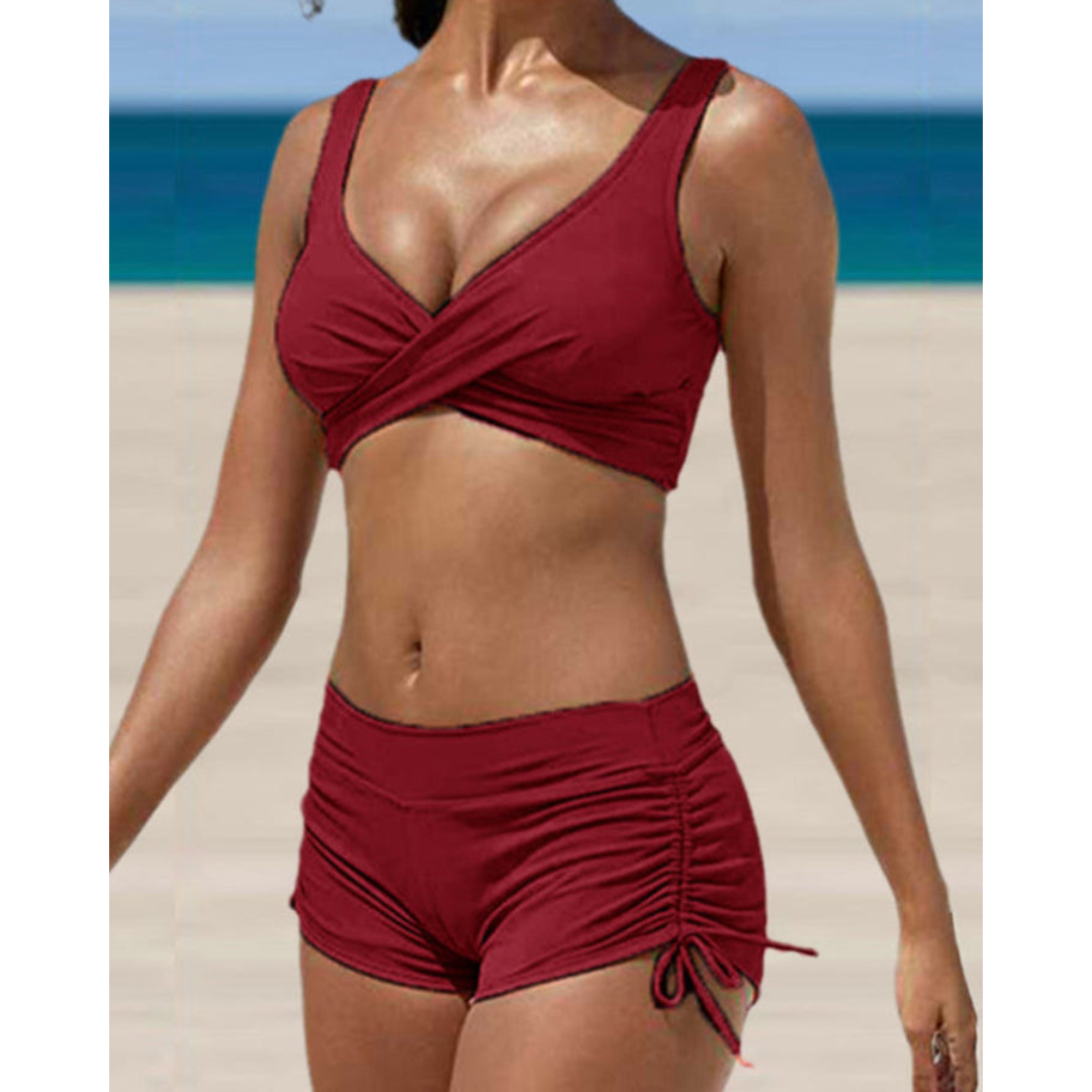 High Waisted Ruched Two-Piece Swimsuit