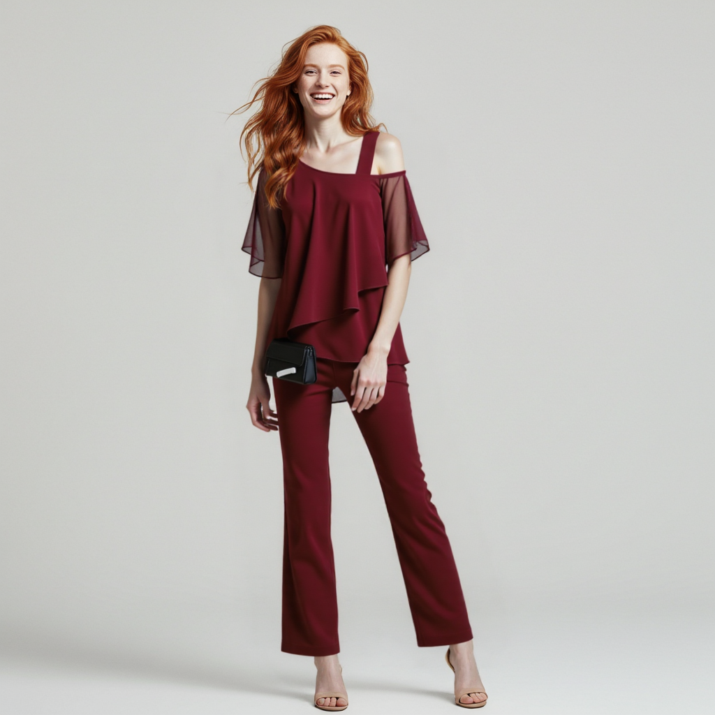 Chic Cold Shoulder Two-Piece Set