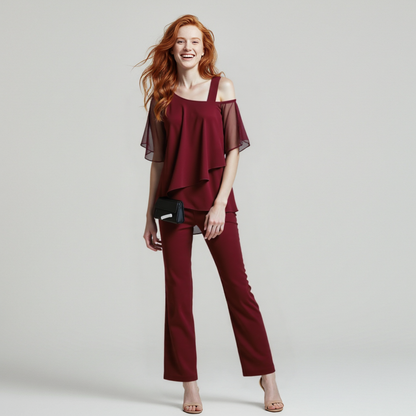 Chic Cold Shoulder Two-Piece Set