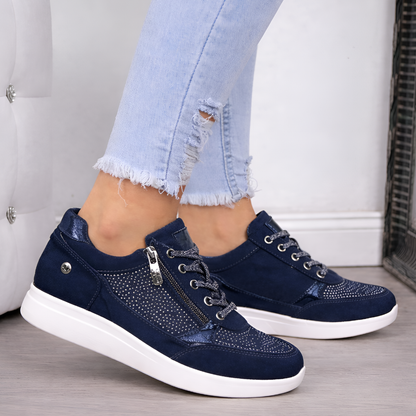 Cushioned Side-Zip Wedge Sneakers