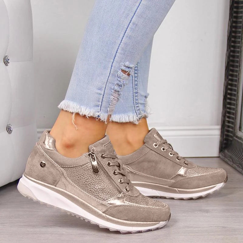 Cushioned Side-Zip Wedge Sneakers