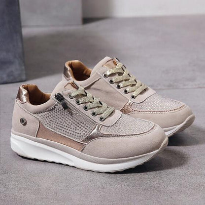 Cushioned Side-Zip Wedge Sneakers