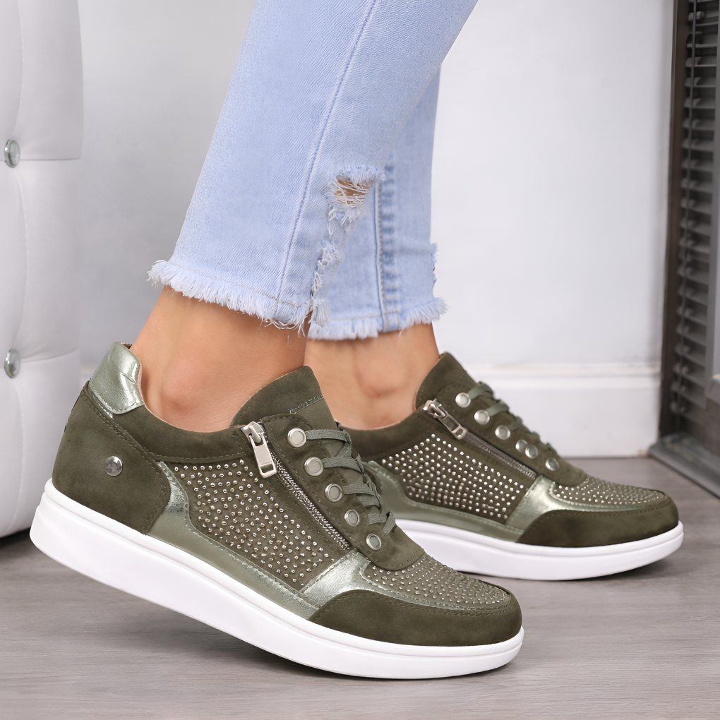 Cushioned Side-Zip Wedge Sneakers