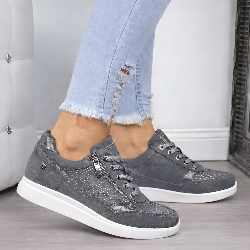 Cushioned Side-Zip Wedge Sneakers