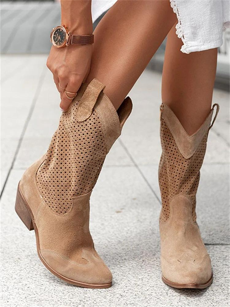 Perforated Western Cowboy Boots