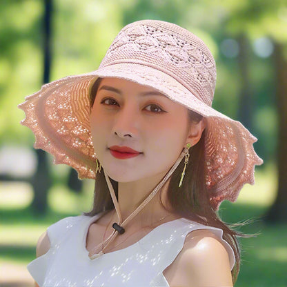 Davy | Women's Wide Brim Sun Hat with Crochet Detail