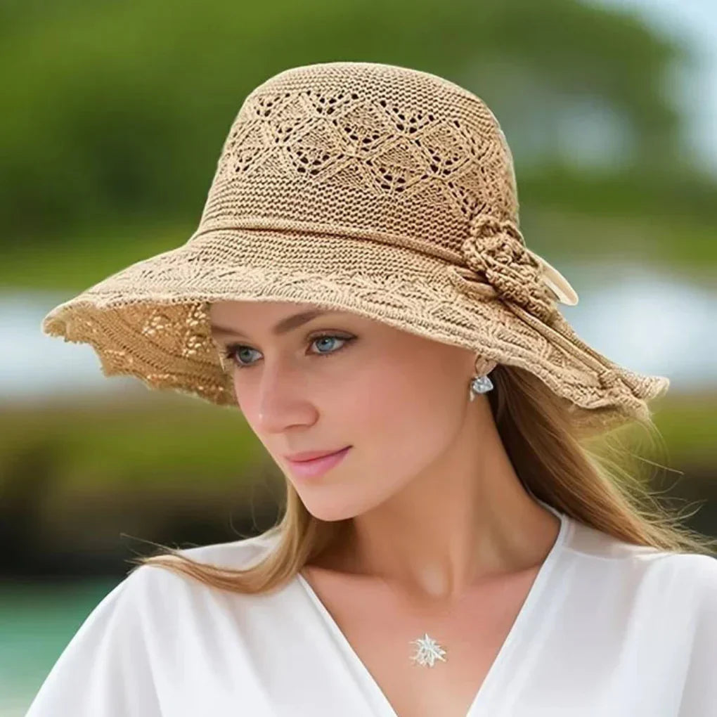 Davy | Women's Wide Brim Sun Hat with Crochet Detail