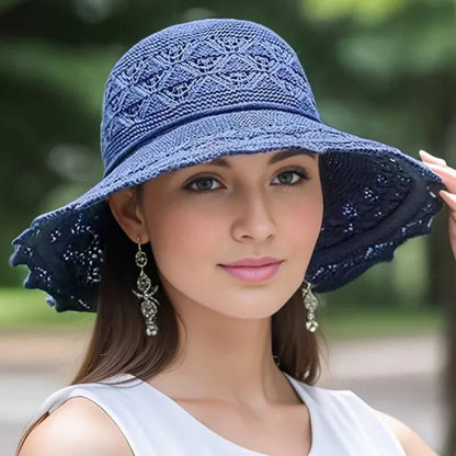 Davy | Women's Wide Brim Sun Hat with Crochet Detail