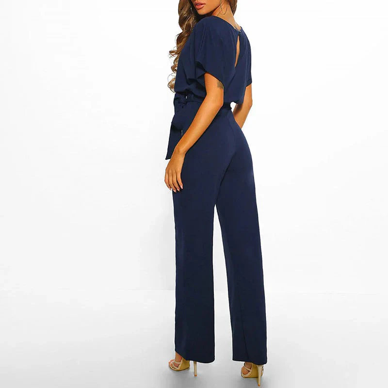 Effortless Wide Leg Jumpsuit with Tie Waist