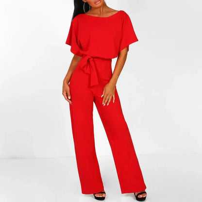 Effortless Wide Leg Jumpsuit with Tie Waist