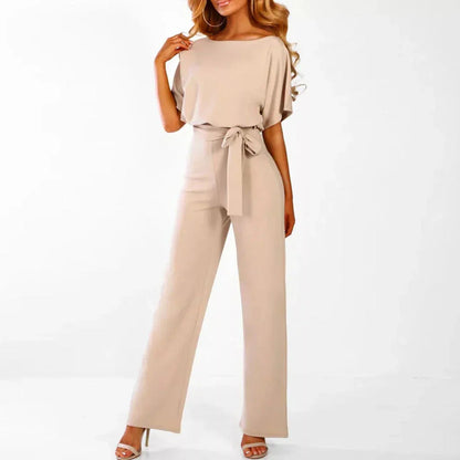 Effortless Wide Leg Jumpsuit with Tie Waist
