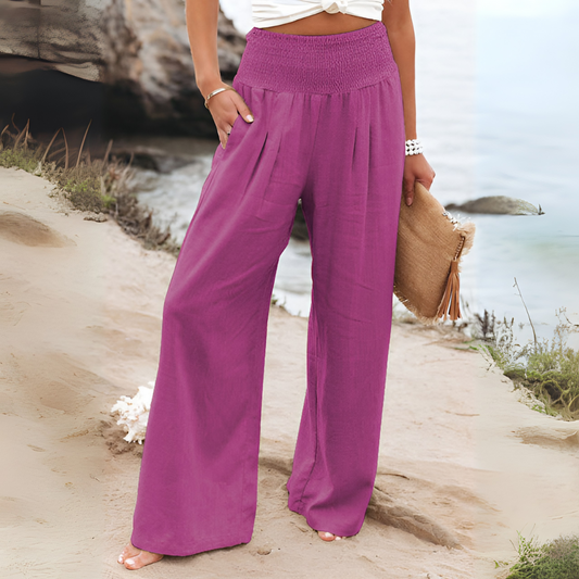 Women's Smocked Waist Relaxed Fit Palazzo Pants